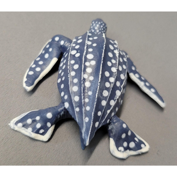 Leatherback Sea Turtle Figure Blue White Polka Dot PVC Toy Ocean Marine Life Toy - Picture 7 of 11